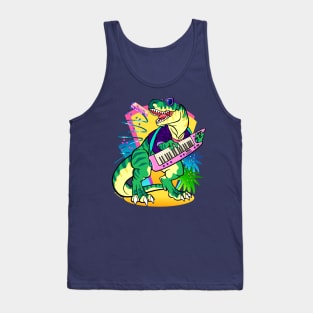 Key Rex ~ 80s Synthesizer Dinosaur with Keytar Tank Top